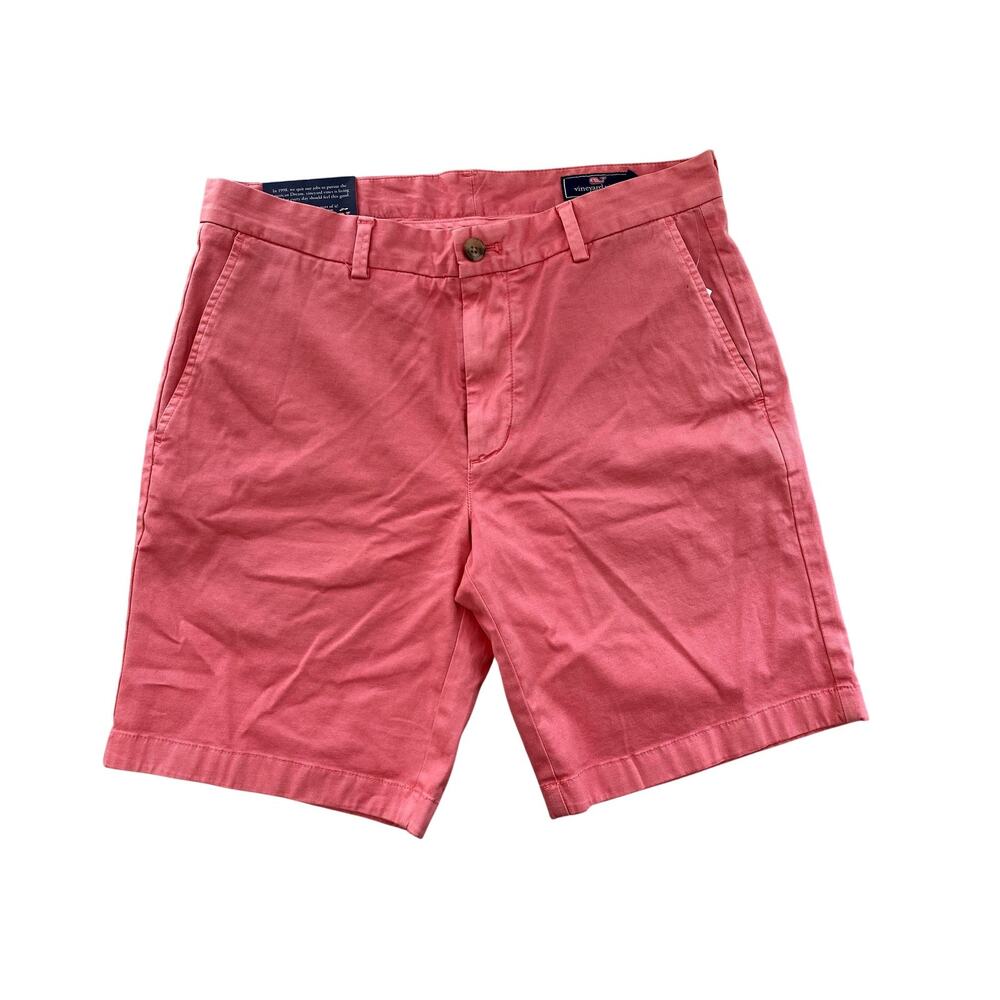 Vineyard Vines Breaker Shorts Mens 32x9 Pink Chino Flat Front Stretch Preppy NEW
